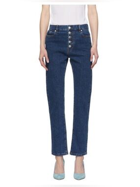 Joseph Denim Overdye Trouser Jeans Dark Blue |Slim Straight Minimalist Luxury 25